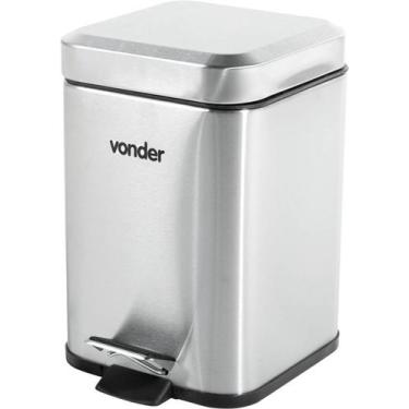 Imagem de Lixeira Retangular 3L Inox Cinza VONDER