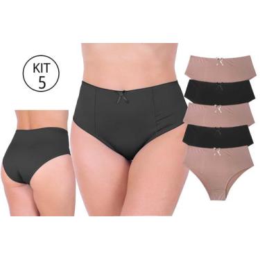 Imagem de Calcinha plus size Cintura alta microfibra lisa confortável senhora ki