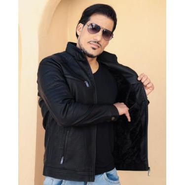 Imagem de Jaqueta Masculina De Couro Slim Fit - kRAYANY, Preto, G
