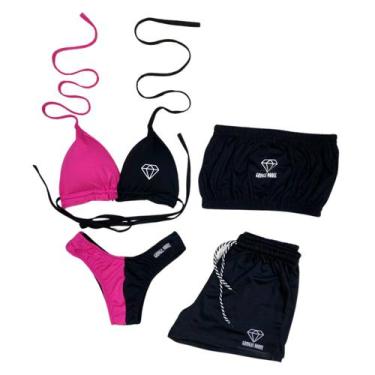 Imagem de Conjunto Biquíni Com Bojo Asa delta 2 Tons Gringas Model, Rosa, Único 