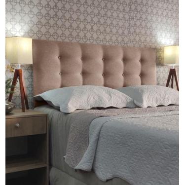 Imagem de Cabeceira Casal 140 Cama Box Viena Botone Bege Linho Com Pés RBL