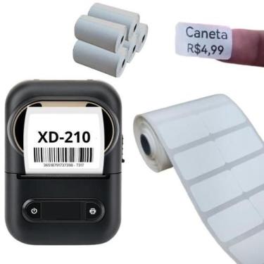 Imagem de 1 impressora bluetooth XD-210 + 5 rolos etiqueta 15x25 dupla - Xd Mega