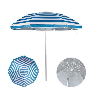 Imagem de Guarda Sol Listrado 2,6 m Alumínio Grande Praia Piscina - Mor, Azul