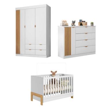 Imagem de Guarda Roupa, Cômoda Em Mdf + Berço - Phoenix baby,  Ayla Berço Slim