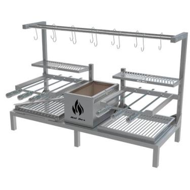 Imagem de Churrasqueira Hotbox Parrilla Dupla Com Espetos e Varal Para Alvenaria