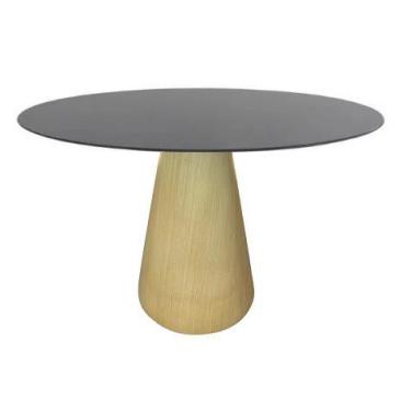 Imagem de Mesa de Jantar Cone 110 cm Base Madeira Natural Freijó Claro Tampo Laq