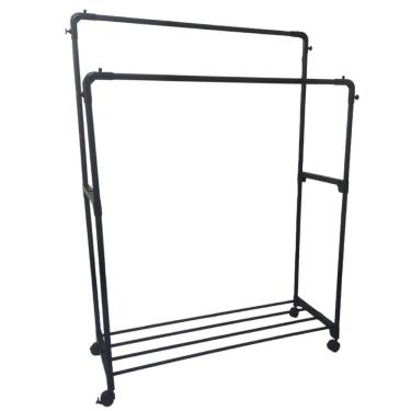 Imagem de Arara Dupla Cabideiro Roupa Blusa Sapateira Tenis Sandalia Multiuso Bolsa Chapeu Loja Quarto Closet Casa Apartamento Rodinhas Organizaçao