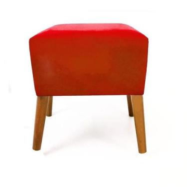 Imagem de Puf Puff Suede Vermelho Pés Palito Puf Marrocos - Decore.Com