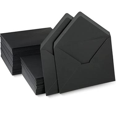 Imagem de Pacote com 200 envelopes de 12 x 17 cm para convite de casamento, envelopes autoadesivos para cartões de visita, Natal, feriados, pequenos cartões de convites (preto)