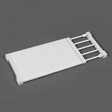 Imagem de Prateleira de armazenamento de armário escalável montada na parede prateleira de cozinha economia de espaço, guarda-roupa, decorativa, branca, ajustável, suportes de armário (comprimento: 50 - 80 cm Largura: 24 cm)