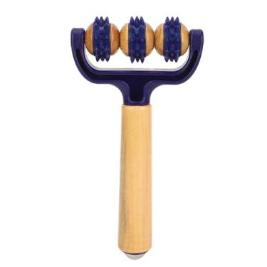 Imagem de Ferramenta de Rolo de Massagem Portátil de Madeira Com 3 Rodas, Design Ergonômico, Leve e Compacto para Casa, Escritório ou Viagens, Feito de Madeira de Qualidade, Adequado para