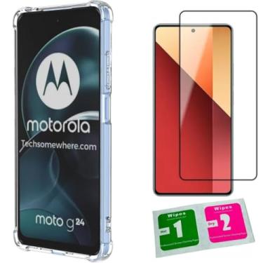 Imagem de [GL CASES] Capa G24 Capinha Moto G24 Case Slim Clear Anti Impacto Reforçada Silicone Transparente Flexível Anti Choque Proteção De Câmera + Pelicula Motorola Moto G24 Vidro 3D Cobertura Total Tela