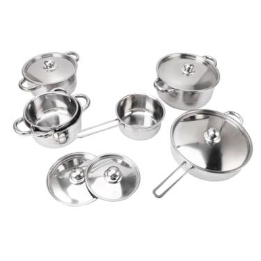 Imagem de Conjunto de Panelas de 7 Peças, Panela de Sopa de Orelha Dupla de Aço Inoxidável Com Alça única Frigideira para Leite Com Tampas para Cozinhar na Cozinha, Fabricada Com Material