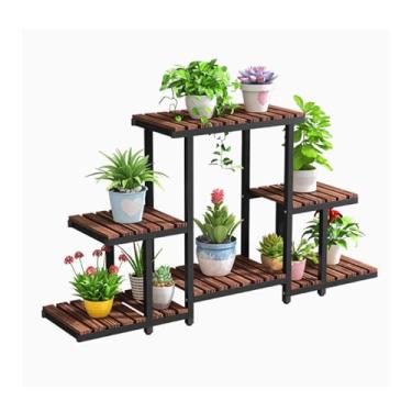Imagem de Flower Rack，Plant Stand Indoor Outdoor，Tier Plant Stand ，Floor-Standing Glower Rack，Storage Rack，Simple Plant Stand，for Living Room Balcony Garden，Yellow, Brown(Brown B)