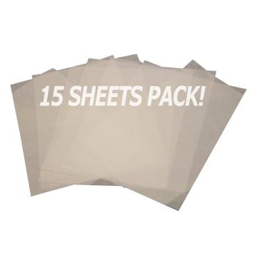 Imagem de (Pacote com 15 peças) Folhas de papel reutilizáveis de teflon para HTV/transferência de calor/DTF/DTG/sublimação/passar/prensa a calor (A4/29,7 x 21 cm)
