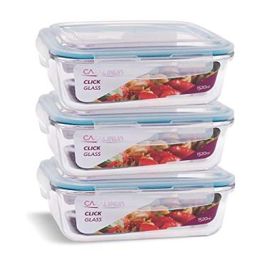 Imagem de Conjunto 3 Potes Vidro Hermético Marmita Retangular 1520ml Grande