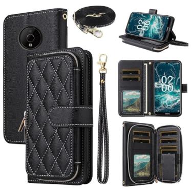 Imagem de Dswteny Argyle Capa carteira para Nokia C200 com alça de pulso, alça de ombro, bolsa de couro PU flip suporte para cartão de crédito acessórios capa de celular para N151DL C 200 200C 4G mulheres