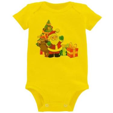 Imagem de Body Bebê Natal Papai Noel - Foca na Moda, Amarelo, GG