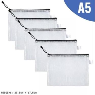 Imagem de KIT 5 Envelope com Ziper PVC Grande Pequeno Envelope P/ Dinheiro Docum