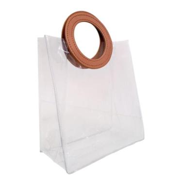 Imagem de Sacola Transparente Com Alça Bolsa Presente Lembrancinha PVC - Multiar