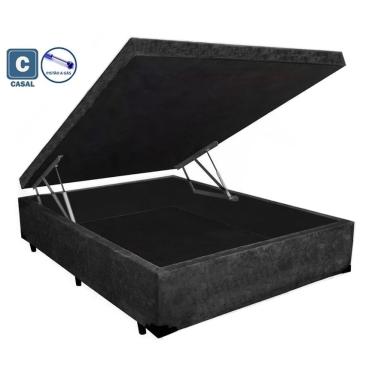 Imagem de Cama com Baú Pistão á gás Casal Preto King 138x188x41