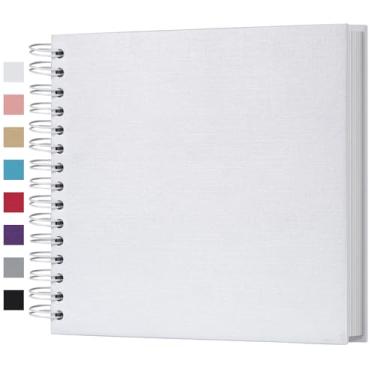 Imagem de potricher Álbum de fotos DIY de 20 x 20 cm, 80 páginas, papel branco em branco, livro de memórias para casamento e aniversário de família (branco, 20 cm)