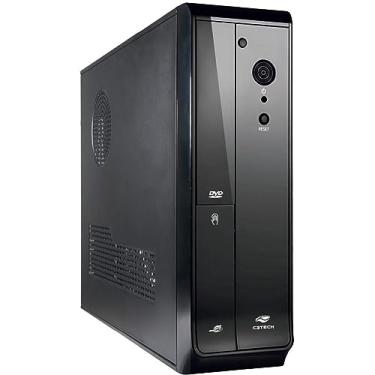 Imagem de C3Tech Gabinete Slim Desktop DT-110BK preto com fonte 200w PS-200SFX Possui janela lateral feito em aço galvanizado SGCC