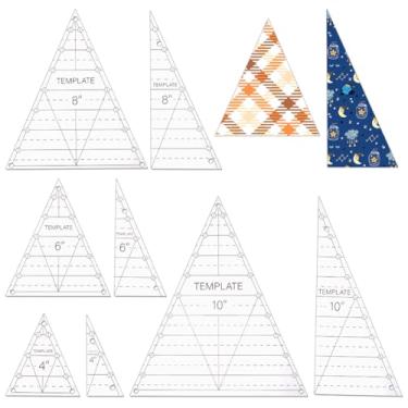 Imagem de UNICRAFTALE 8 peças de réguas de triângulo para acolchoamento, réguas de acrílico transparente, modelos de colcha de acrílico transparente para corte, costura, patchwork, corte, artesanato, faça você