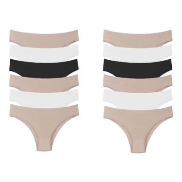 Imagem de Kit 12 Calcinhas Tanga Cotton Algodão Básica Lisa - QLC SPORT, GG, Sor