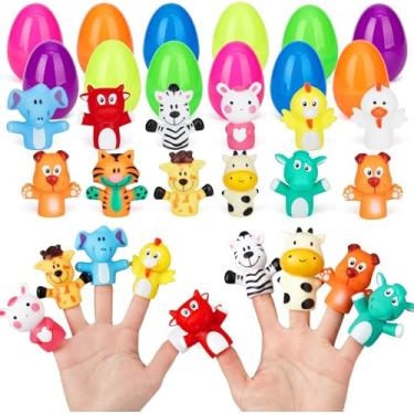 Imagem de Tedyle 12 Ovos De Páscoa Recheados Com Fantoches Dedo Para Recheios Cestas Páscoa, Pré-Preenchidos Lembrancinhas Festa, Enchimentos Sacolas Guloseimas, Presente Crianças