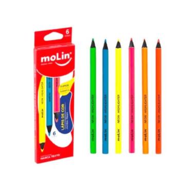 Imagem de Lápis de Cor Molin Marca Texto Neon Jumbo 06 Cores