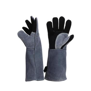 Imagem de Fenteer Luvas de soldagem Mitts multifuncionais resistentes ao calor Luvas de trabalho de manga longa para forno, cozimento, lareira, jardinagem