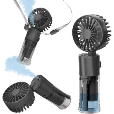 Imagem de Frelisiy Ventilador de nebulização portátil, multiuso para mini ventilador de pescoço portátil, ventilador de mesa de 1500 mAh, ajustável em 4 velocidades, adequado para mulheres, casa, escritório