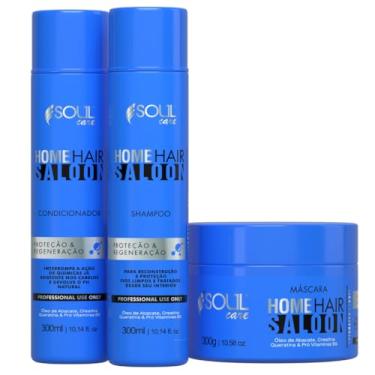 Imagem de Kit Nutrição Capilar Profissional Home Hair Saloon Soul Care - Shampoo, Condicionador e Máscara - Cronograma Capilar (300g)