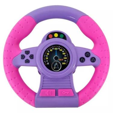 Imagem de Volante Brinquedo Simulador Roxo Som Gira 360 Ventosa - DM Toys