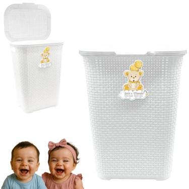 Imagem de Cesto Infantil Bebê Mamãe Organizador 30L Branco Resistente - Monte Lí