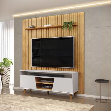 Imagem de Painel Trento 223x240cm com Bancada Lana para TV até 65 Polegadas Bali Cedro DJ Móveis