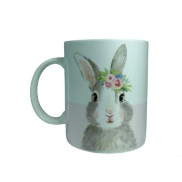 Imagem de Xícara De Porcelana Coelha De Laço Com Flor 10cm