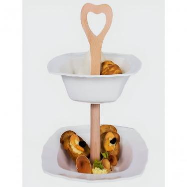 Imagem de Petisqueira 2 Andares Com Suporte De Madeira Melamina 28cm