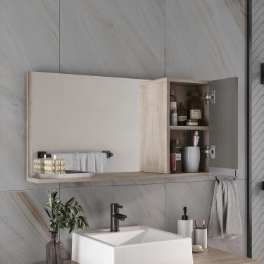 Imagem de Espelheira 80cm Madeirado Cinza