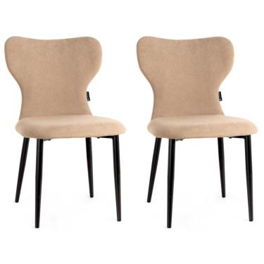 Imagem de Kit 2 Cadeiras De Jantar Estofada Veludo Design Jacobsen - Bege