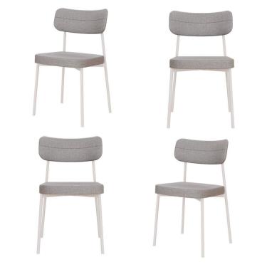 Imagem de Kit Com 4 Cadeiras Para Sala De Jantar Mona Yescasa Cinza Claro Corriente-branco