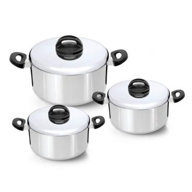 Imagem de Jogo De Panelas Eterna 3 Peças Em Alumínio Polido Nigro