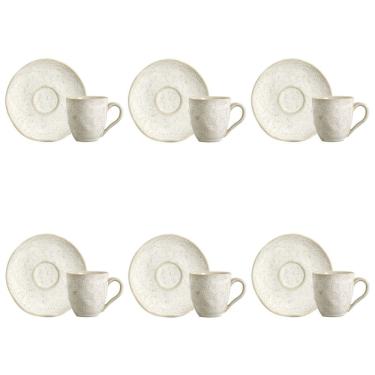 Imagem de Conjunto De Xícara De Cafezinho Com Pires 06 Peças Orgânico Vanilla Porto Brasil