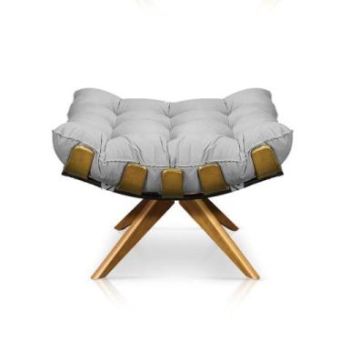 Imagem de Puff Giratório Costela Suede Base Madeira Ma25 Cinza - DROSSI