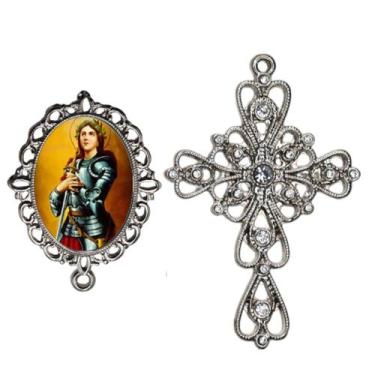 Imagem de Crucifixo Arabesco Terço de Noiva Relicario Santa Joana D Arc Peças pa