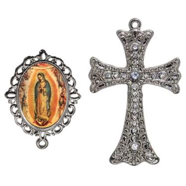 Imagem de Crucifixo Para Terço de Noiva Relicario Nossa Senhora de Guadalupe Peç