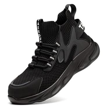 Imagem de TAERDUN Botas Masculinas Respiráveis Com Biqueira De Aço, Calçados Segurança Confortáveis Para Trabalho, Industriais E Construção Indestrutíveis, Tamanho 12, Preto 332