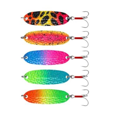 Imagem de Aymzbd 5x colheres de pesca iscas de pesca equipamento de metal spinnerbaits lantejoulas duras equipamentos para lúcios, percas, bagres, trutas, salmão, 6g 5.2 Cm
