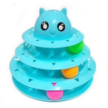 Imagem de Brinquedo Torre Para Gato Com Bolinhas Cor Azul 3 Níveis